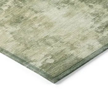 9' X 12' Sage And Beige Abstract Washable Indoor Outdoor Area Rug