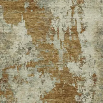 3' X 5' Terra Cotta And Beige Abstract Washable Indoor Outdoor Area Rug