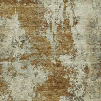 3' X 5' Terra Cotta And Beige Abstract Washable Indoor Outdoor Area Rug