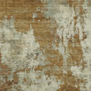 5' X 8' Terra Cotta And Beige Abstract Washable Indoor Outdoor Area Rug