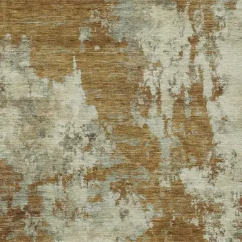 5' X 8' Terra Cotta And Beige Abstract Washable Indoor Outdoor Area Rug