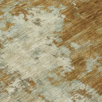 8' Terra Cotta And Beige Round Abstract Washable Indoor Outdoor Area Rug
