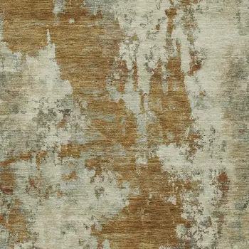 10' X 14' Terra Cotta And Beige Abstract Washable Indoor Outdoor Area Rug