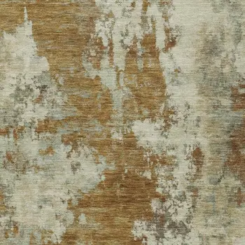 10' X 14' Terra Cotta And Beige Abstract Washable Indoor Outdoor Area Rug