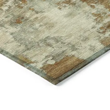 10' X 14' Terra Cotta And Beige Abstract Washable Indoor Outdoor Area Rug