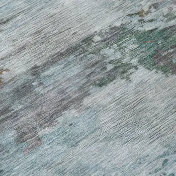 8' Brown And Blue Round Abstract Washable Indoor Outdoor Area Rug