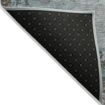 8' X 10' Brown And Blue Abstract Washable Indoor Outdoor Area Rug