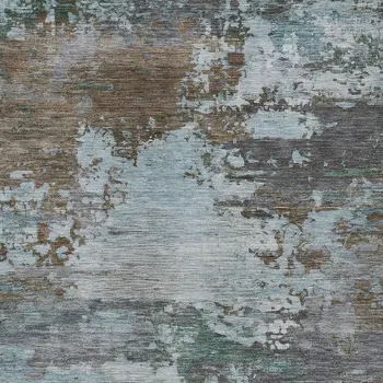 8' X 10' Brown And Blue Abstract Washable Indoor Outdoor Area Rug