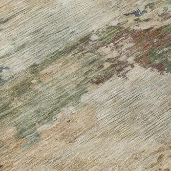 3' X 5' Blue Green And Beige Abstract Washable Indoor Outdoor Area Rug