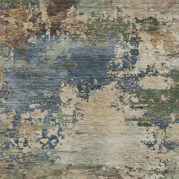 5' X 8' Blue Green And Beige Abstract Washable Indoor Outdoor Area Rug