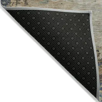 10' X 14' Blue Green And Beige Abstract Washable Indoor Outdoor Area Rug
