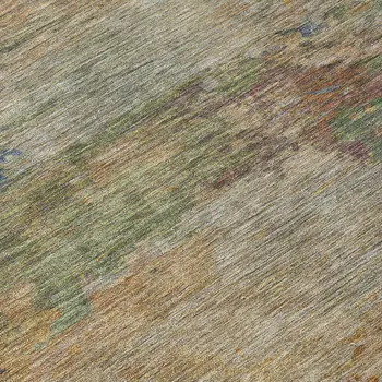 9' X 12' Denim Blue Beige And Copper Abstract Washable Indoor Outdoor Area Rug