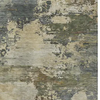 3' X 5' Gray Beige And Khaki Abstract Washable Indoor Outdoor Area Rug