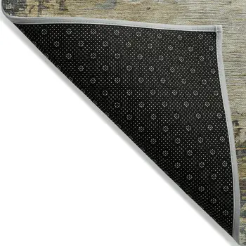 8' X 10' Gray Beige And Khaki Abstract Washable Indoor Outdoor Area Rug