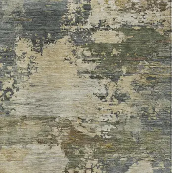 10' X 14' Gray Beige And Khaki Abstract Washable Indoor Outdoor Area Rug