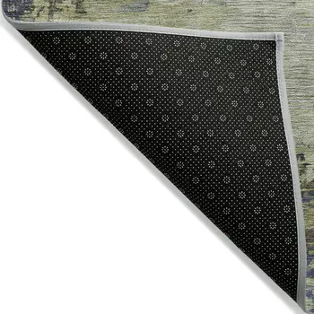 8' X 10' Purple Olive Green And Taupe Abstract Washable Indoor Outdoor Area Rug
