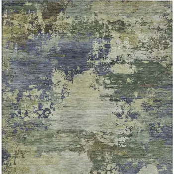 9' X 12' Purple Olive Green And Taupe Abstract Washable Indoor Outdoor Area Rug