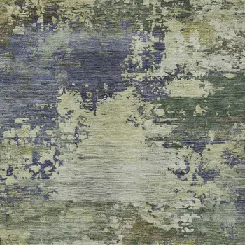 9' X 12' Purple Olive Green And Taupe Abstract Washable Indoor Outdoor Area Rug