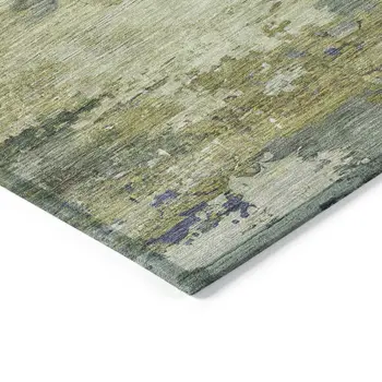 10' X 14' Purple Olive Green And Taupe Abstract Washable Indoor Outdoor Area Rug