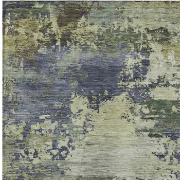 10' X 14' Purple Olive Green And Taupe Abstract Washable Indoor Outdoor Area Rug
