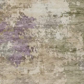5' X 8' Beige Green And Purple Abstract Washable Indoor Outdoor Area Rug