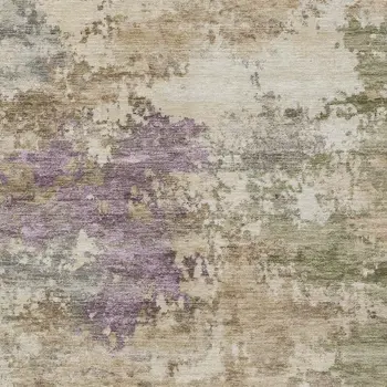 8' X 10' Beige Green And Purple Abstract Washable Indoor Outdoor Area Rug