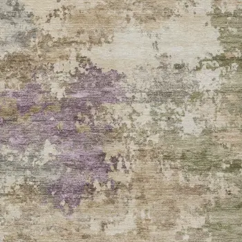 10' X 14' Beige Green And Purple Abstract Washable Indoor Outdoor Area Rug