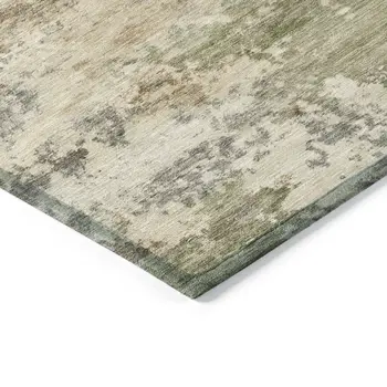 10' X 14' Beige Green And Purple Abstract Washable Indoor Outdoor Area Rug
