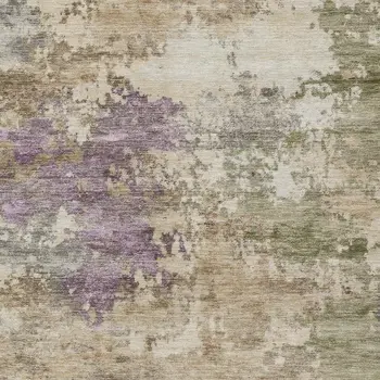 10' X 14' Beige Green And Purple Abstract Washable Indoor Outdoor Area Rug