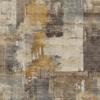 8' X 10' Brown Beige And Charcoal Abstract Washable Indoor Outdoor Area Rug