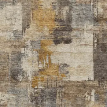 10' X 14' Brown Beige And Charcoal Abstract Washable Indoor Outdoor Area Rug