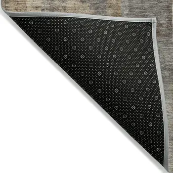 10' X 14' Brown Beige And Charcoal Abstract Washable Indoor Outdoor Area Rug
