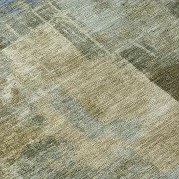 5' X 8' Green Gray And Sky Blue Abstract Washable Indoor Outdoor Area Rug
