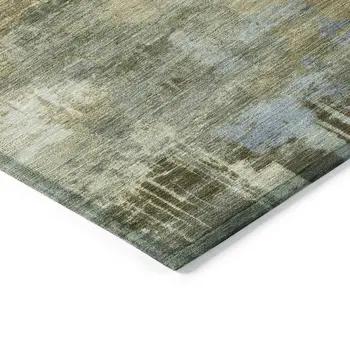 10' X 14' Green Gray And Sky Blue Abstract Washable Indoor Outdoor Area Rug