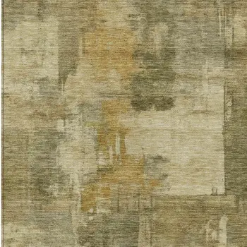 5' X 8' Khaki Beige And Wheat Abstract Washable Indoor Outdoor Area Rug