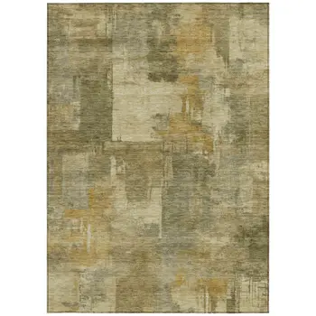 5' X 8' Khaki Beige And Wheat Abstract Washable Indoor Outdoor Area Rug