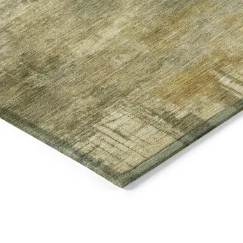9' X 12' Khaki Beige And Wheat Abstract Washable Indoor Outdoor Area Rug
