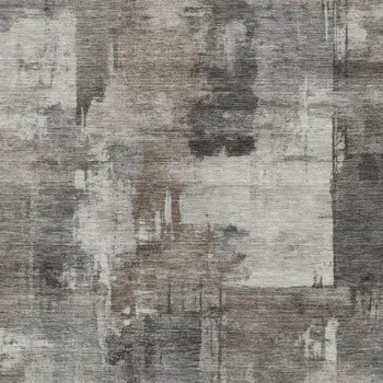 5' X 8' Pewter Khaki And Charcoal Abstract Washable Indoor Outdoor Area Rug