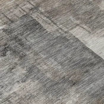 8' Pewter Khaki And Charcoal Round Abstract Washable Indoor Outdoor Area Rug