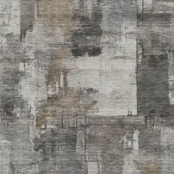 10' X 14' Pewter Khaki And Charcoal Abstract Washable Indoor Outdoor Area Rug