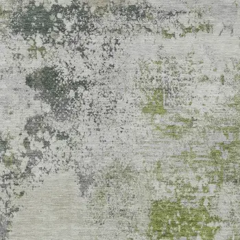 3' X 5' Linen Fern Green And Beige Abstract Washable Indoor Outdoor Area Rug
