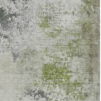 8' X 10' Linen Fern Green And Beige Abstract Washable Indoor Outdoor Area Rug