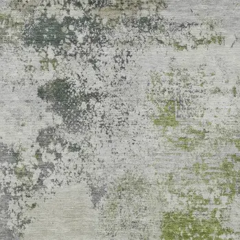 10' X 14' Linen Fern Green And Beige Abstract Washable Indoor Outdoor Area Rug