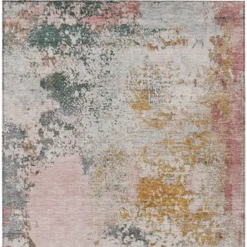 5' X 8' Pink Charcoal And Copper Abstract Washable Indoor Outdoor Area Rug