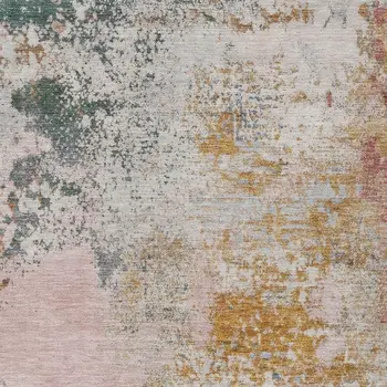 8' X 10' Pink Charcoal And Copper Abstract Washable Indoor Outdoor Area Rug