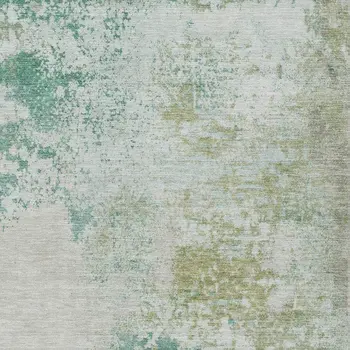 5' X 8' Beige Teal Blue And Ivory Abstract Washable Indoor Outdoor Area Rug