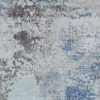 8' X 10' Turquoise Denim Blue And Gray Abstract Washable Indoor Outdoor Area Rug