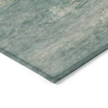 10' X 14' Aqua And Beige Abstract Washable Indoor Outdoor Area Rug