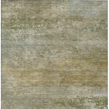 3' X 5' Beige And Fern Green Abstract Washable Indoor Outdoor Area Rug