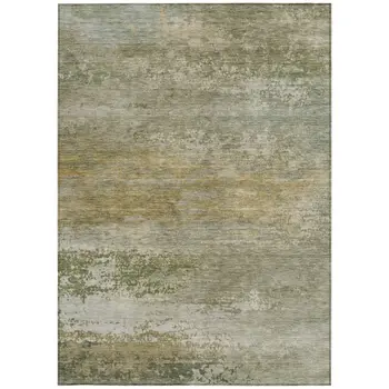 5' X 8' Beige And Fern Green Abstract Washable Indoor Outdoor Area Rug